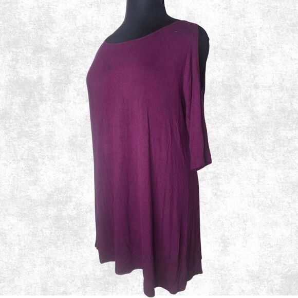 Terra & Sky Tops - Terra & Sky 0X (14W) Purple Tunic Top Soft Stretch Knit Plus Size Casual Tee